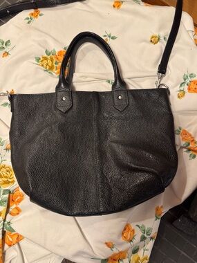 American Eagle Black Leather Tote Bag with Strap - Women Bags